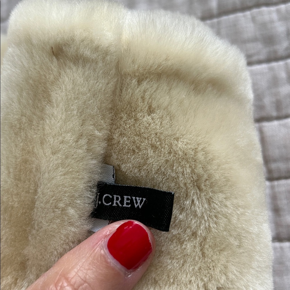 J. Crew faux suede tan cream soft Shearling boho western neck wrap scarf OS - Picture 8 of 9